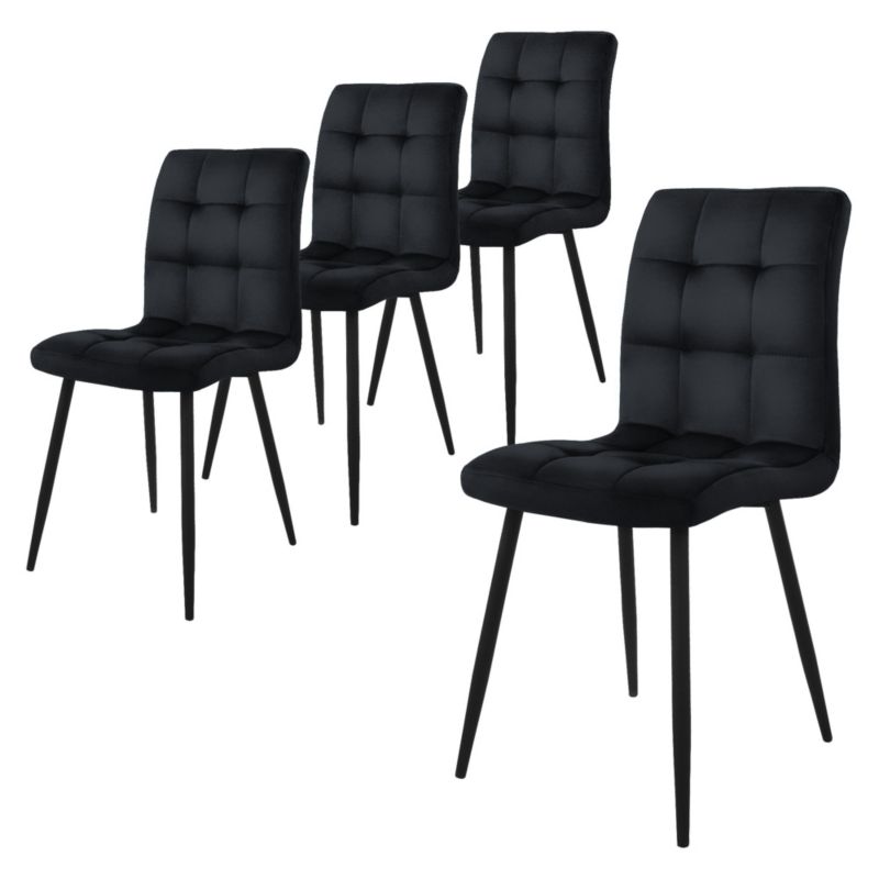 Krzesła do jadalni ML Design czarny welurowe fotele tapicerowane metalowe nogi oparcie ergonomiczne nowoczesne kuchnia dom 4 szt