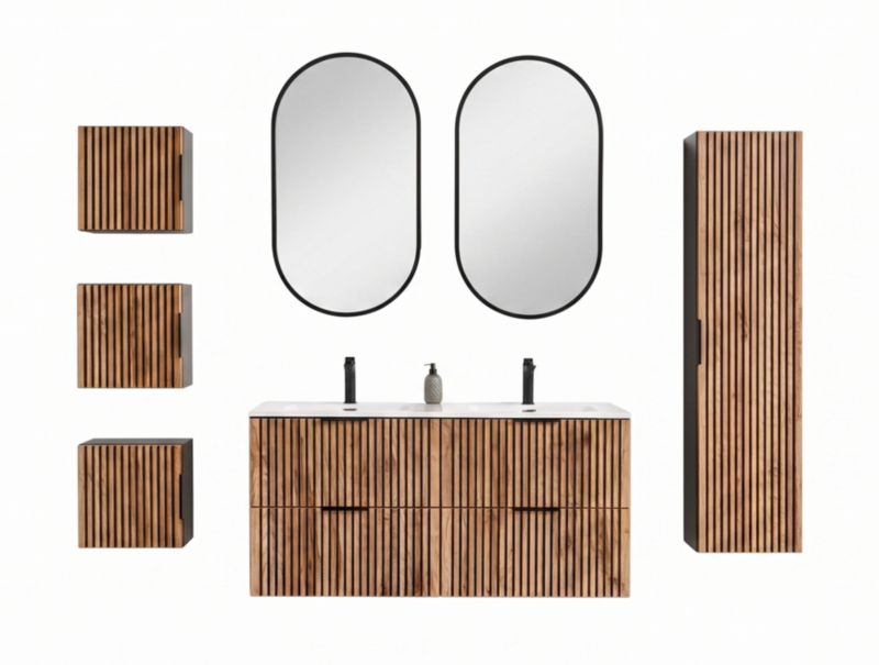 Zestaw mebli łazienkowych 120cm Comad Xilo z umywalką szafką wysoką i lustrem 1szt