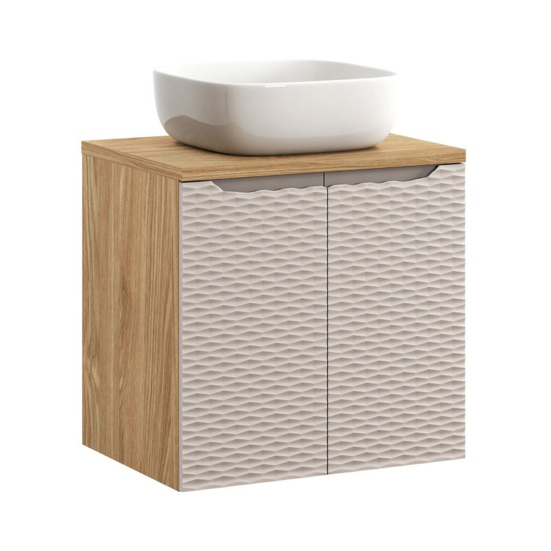 Zestaw mebli łazienkowych Comad Ocean Beige 60cm z blatem i umywalką nablatową Smile 1szt