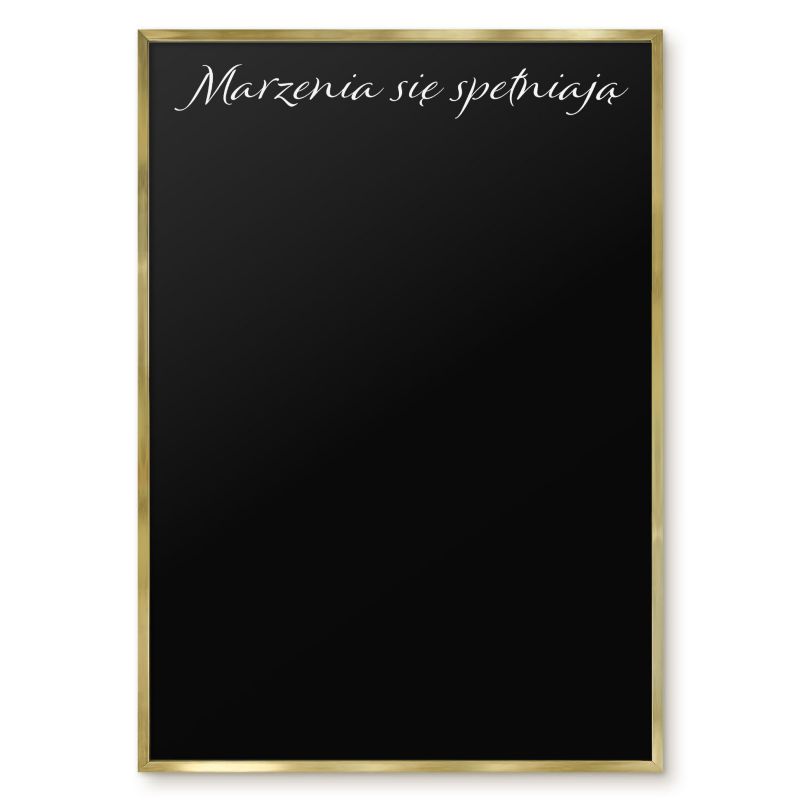 Tablica Magnetyczna Dekoracyjna Tulup 70x100 cm Marzenia się spełniają 9 - Złota rama Do salonu, sypialni 1 szt.