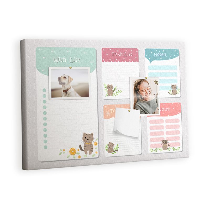 Organizer Ścienny Tablica Korkowa Na Płótnie Tulup 60x40 cm Lista życzeń Pinezki kolorowe 1 kpl