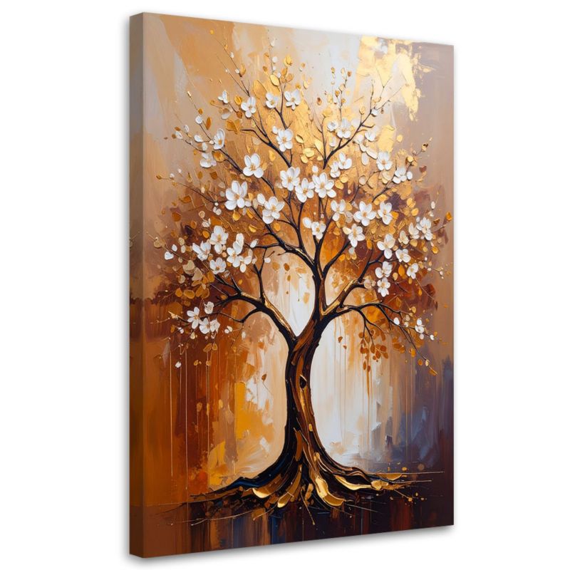 Obraz do salonu Feeby Złote Drzewo Życia Kwiaty Abstrakcja 70x100cm 1szt