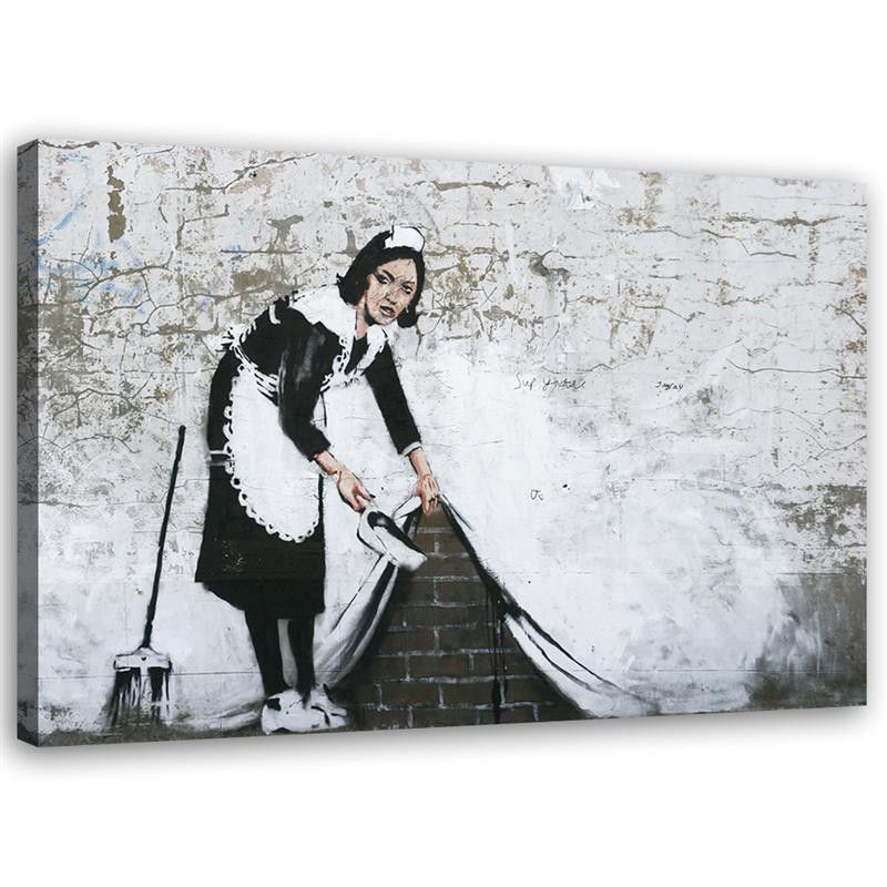 Obraz na płótnie Feeby Pokojówka Banksy - Mural Street Art 100x70cm 1szt