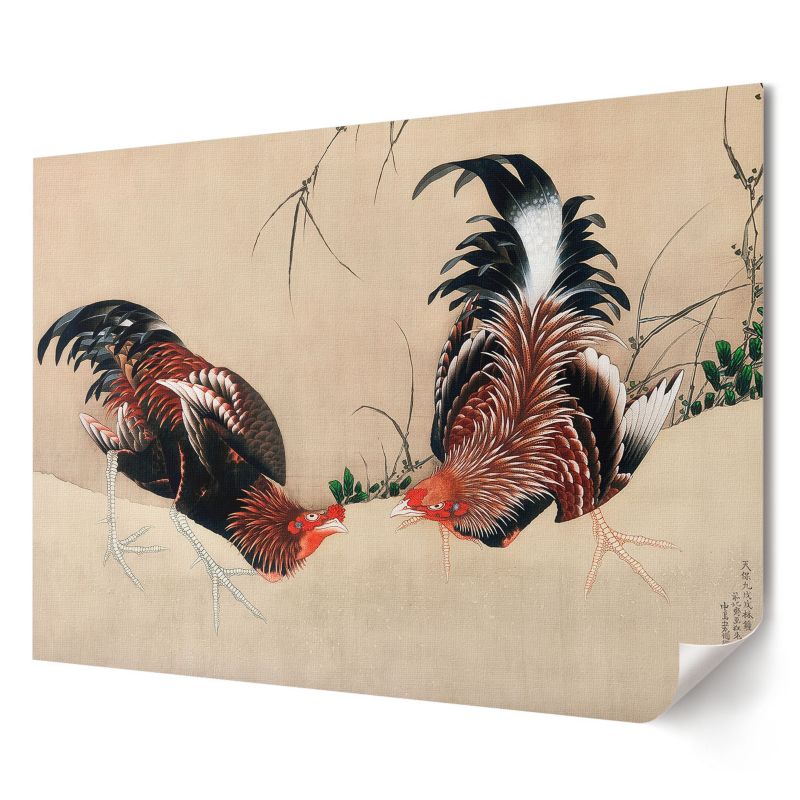Plakat canvas Wallfluent Format A4 Koguty Artysta Hokusai 1 szt.