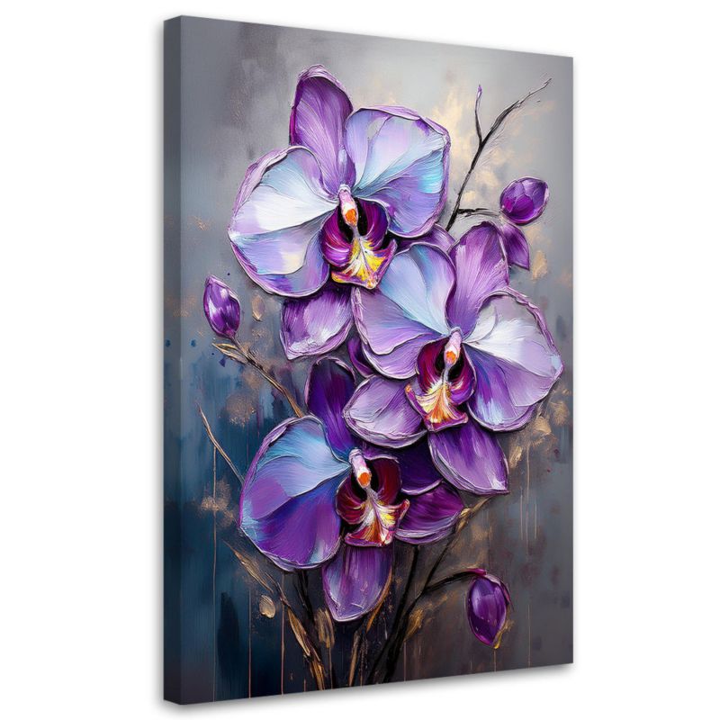 Obraz na płótnie Feeby Storczyk Fioletowy Kwiaty Natura 40x60cm 1szt