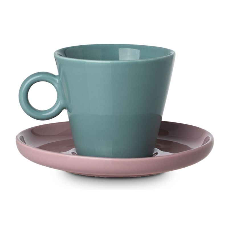 Filiżanka Cream Estia do cappuccino 200 ml turkusowa z różowym spodkiem 1 szt.