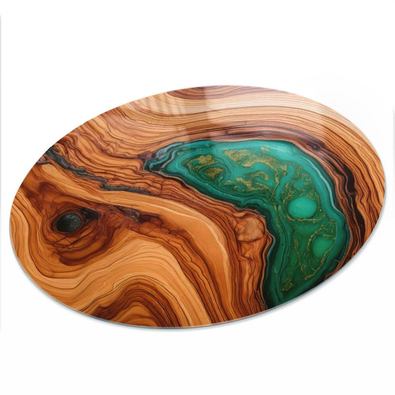 Blat Szklany ArtPrintCave fi70 cm Drewniane fale - z Nadrukiem 1 szt.
