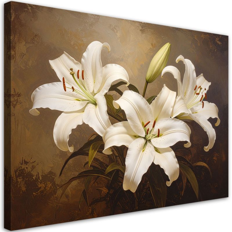 Obraz do salonu sypialni biura Feeby Lilie białe kwiaty vintage 60x40cm 1szt
