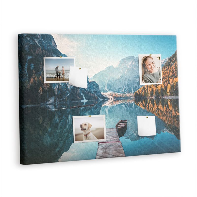 Korkowa Tablica Tulup 100x70 cm Łódki na jeziorze Do przypinania notatek Pinezki metaliczne 1 kpl