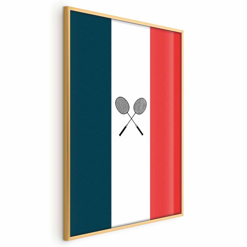 Plakat Artgeist Francja i badminton 21x30 cm z ramą złotą 1 szt