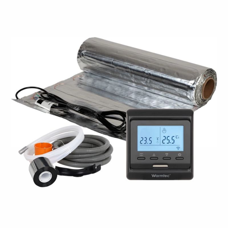Mata grzewcza grzejna pod panele Warmtec 8m² 150W/m² Wi-Fi zestaw czarny regulator AL-80/T510 1szt.
