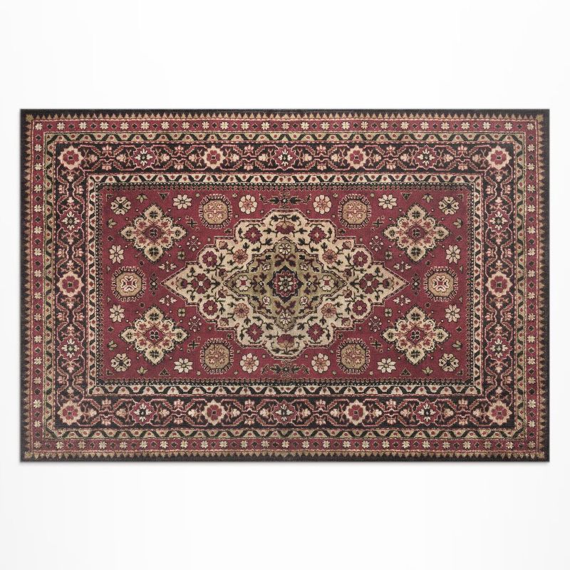 Dywan Winylowy Z Nadrukiem Wallfluent 60x90 cm Vintage geometryczna czerwień 1 szt.