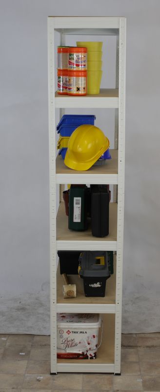 Regał metalowy MODO24 magazynowy biały helios 213x30x30cm 6 półek po 175 kg 1 szt.