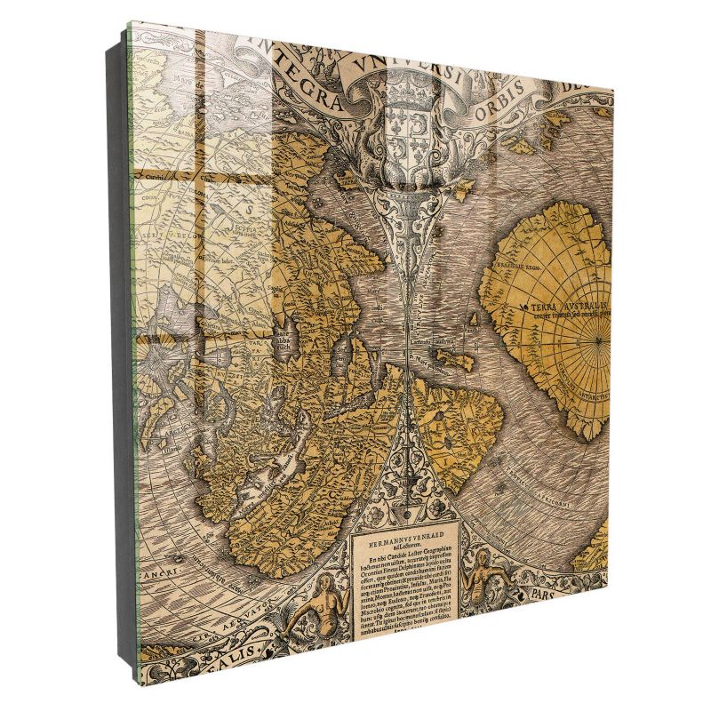 Organizer Na Klucze Tulup 30x30 cm Zabytkowa stara mapa - Czarna - Otwierana na prawo 1 szt.