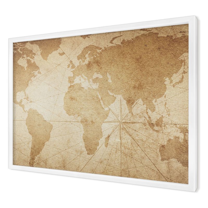 Ozdobna tablica na magnesy Wallfluent 60x40 Stara mapa w białej ramie 1szt