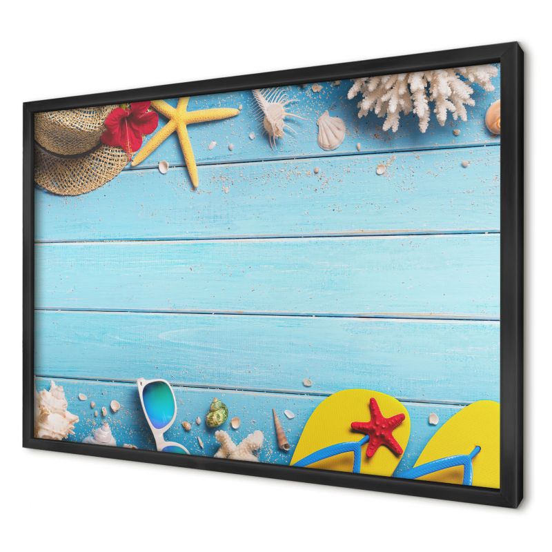 Ozdobna tablica magnetyczna Wallfluent 60x40 Wakacyjna plaża w czarnej ramie 1szt