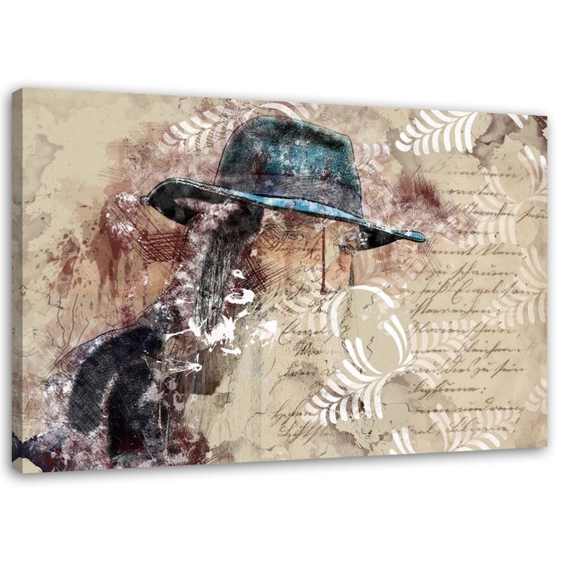 Obraz na płótnie Feeby Kobieta w niebieskim kapeluszu shabby chic 30x20cm 1szt