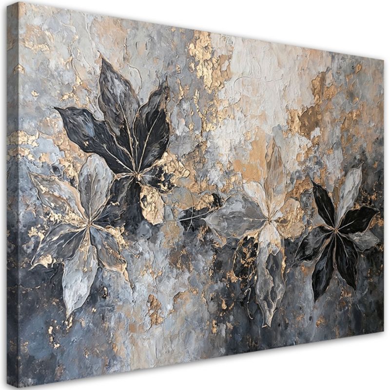 Obraz do salonu sypialni Feeby Liście Abstrakcja Tekstura Złoty 120x80cm 1szt
