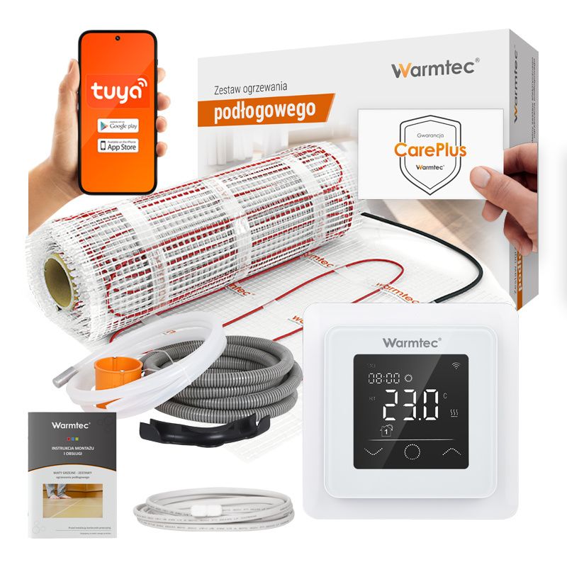 Mata grzewcza grzejna pod płytki Warmtec 2,5m² 170W/m² Wi-Fi zestaw z regulatorem DS2-25/ZTS 1 szt.