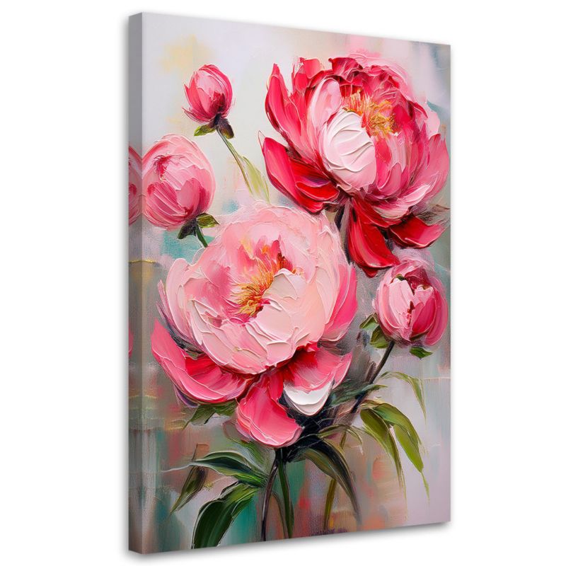 Obraz na płótnie Feeby Piwonie Różowe Kwiaty Rośliny 70x100cm 1szt