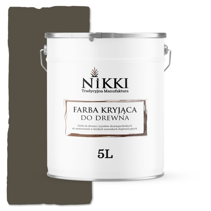 Farba do Drewna Kryjąca na Zewnątrz i Wewnątrz NIKKI Szaro-Brązowy RAL7013 Satyna 5L