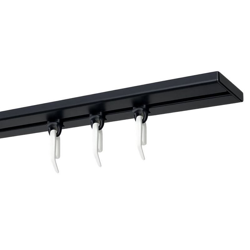 Szyna sufitowa SLIM KLIK Kowalski 1-torowa aluminiowa czarna 610 cm z agrafkami 1 kpl.