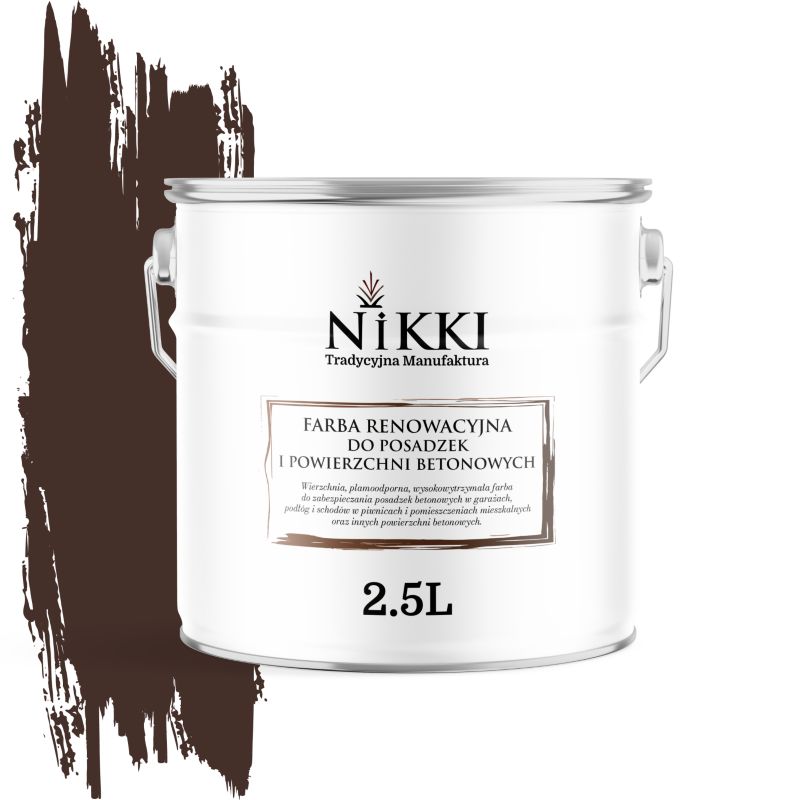 Farba Renowacyjna do Posadzek Podłóg Betonowych NIKKI Czekoladowy brąz RAL8017 Półmat 2,5L