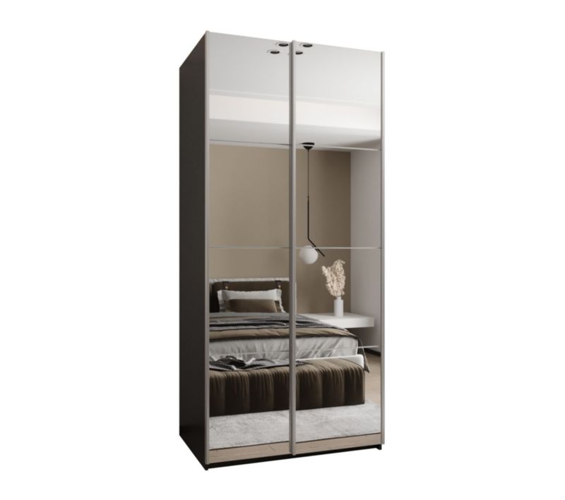 Szafa przesuwna Abiks LUX 2 wysoka szer.110cm czarny/biały/srebrny 1szt.