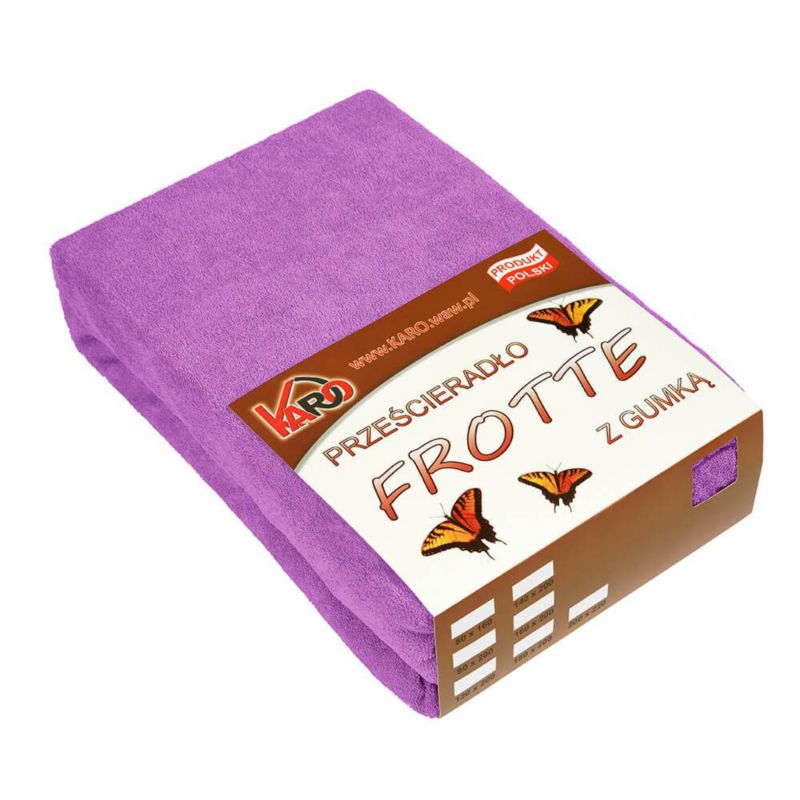 Prześcieradło frotte z gumką KARO 120x200 fuksja 1 szt.