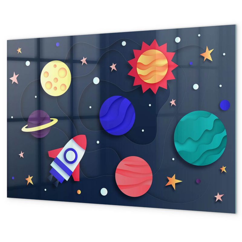 Tablica Magnetyczna Do Kuchni Tulup 90x60 cm Dziecięcy kosmos Ozdobna, nowoczesna 1 kpl