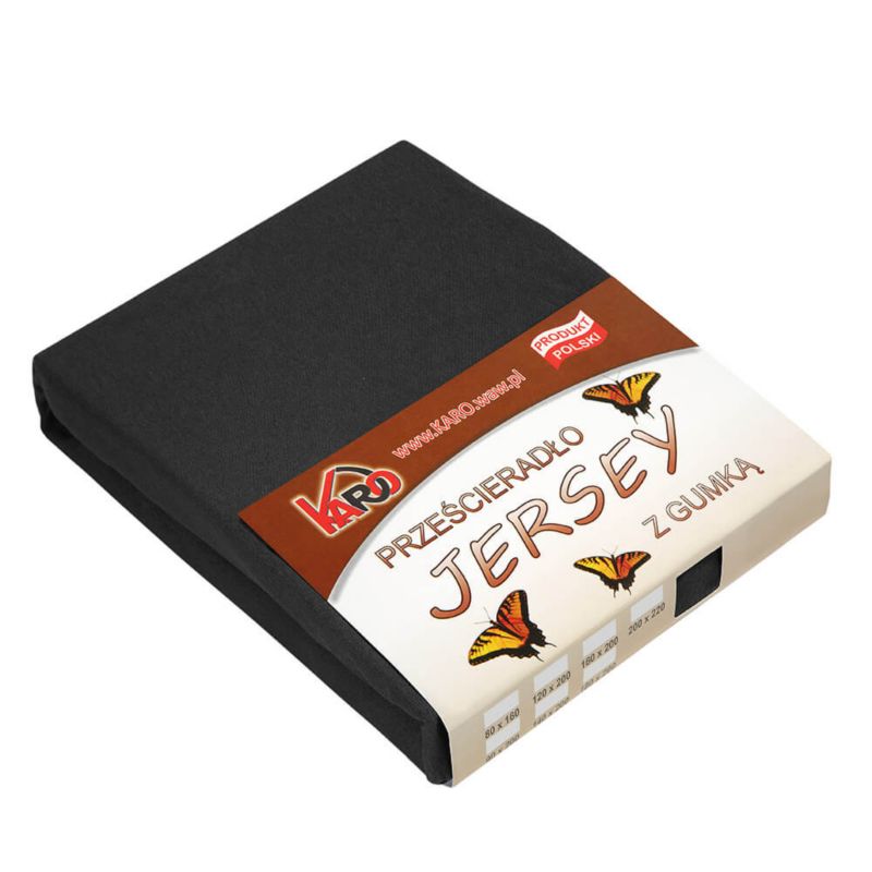Prześcieradło jersey z gumką KARO 160x200 czarne 1 szt.