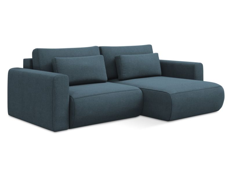 Narożnik prawostronny z funkcją spania LaMiaSofa PERUGIA z tkaniny strukturalnej 240x149 cm jeans 1 szt.
