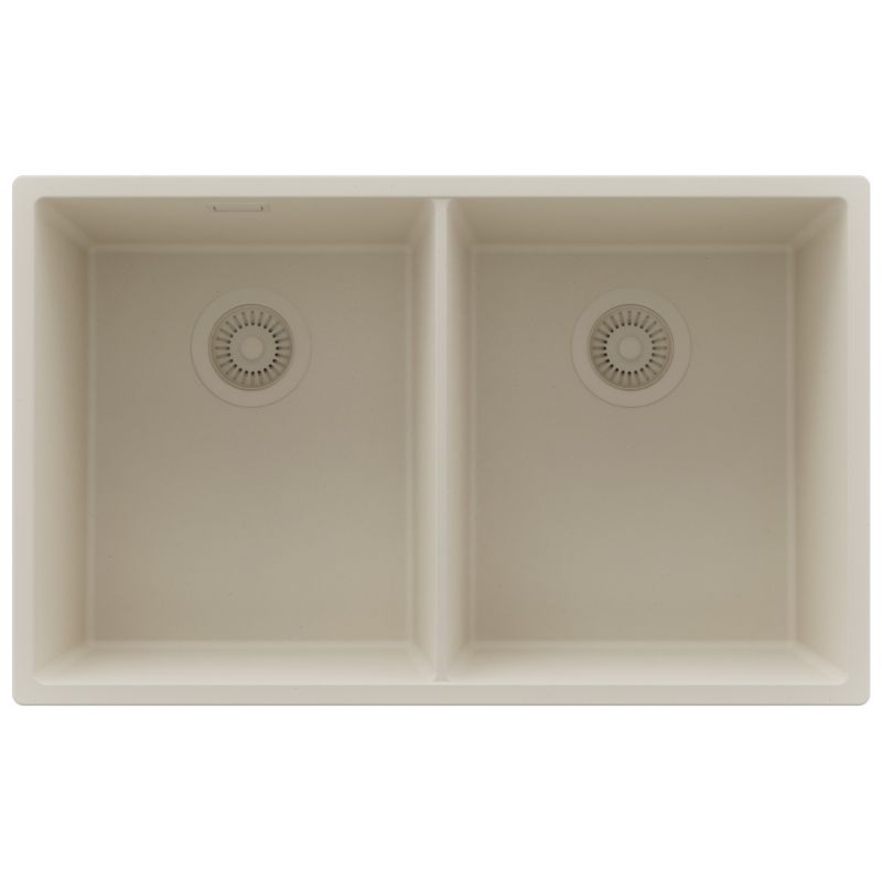 Zlewozmywak Londyn Twin Slim PRIMAGRAN Nablatowy 76x47cm do Szafki od 80cm, Cały Beżowy + Syfon, S010, 1 szt.
