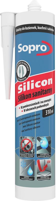 Silikon sanitarny Sopro 310 ml jasny szary 16