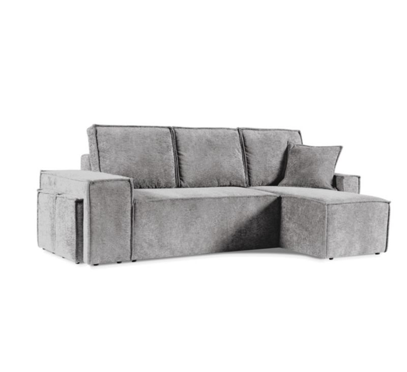 Narożnik uniwersalny Bettso Colins 259x153cm z funkcją spania jasnoszary bouclé 1szt.