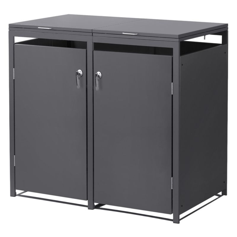 Osłona kosza na śmieci ML Design zabudowa 2 komorowa 240L 132x80x120 cm boks metalowy grafitowy schowek pokrywa zawiasach 1 szt