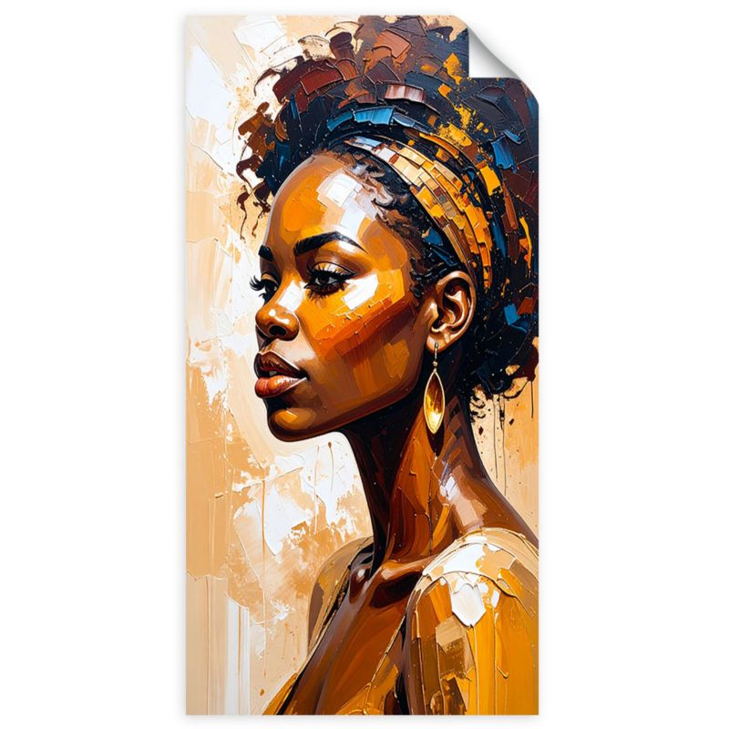 Naklejka na ścianę do pokoju młodzieżowego Feeby Portret afrykańskiej kobiety glamour 60x120cm 1szt