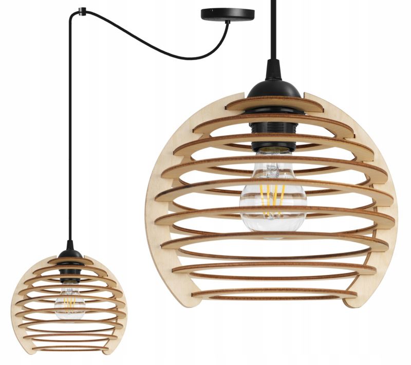 Lampa sufitowe wisząca Light Home LH Spider Timber 1x E27 60W czarny 1szt.