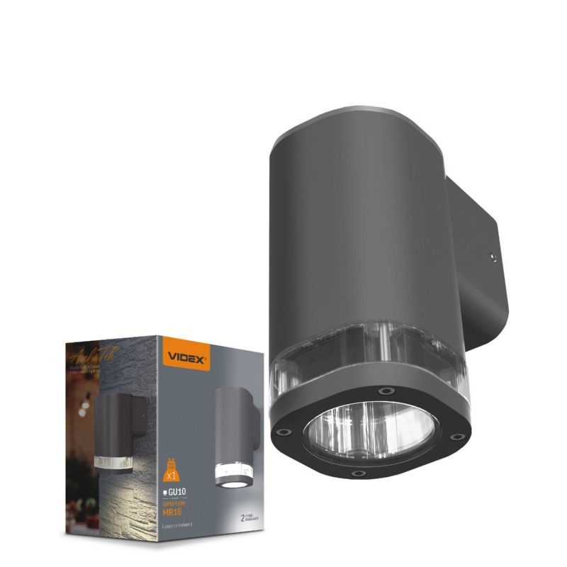 Kinkiet ścienny zewnętrzny Videx Ar071 szary 1 x GU10 x IP54 wym: 15,4 x 8 x 11,2 cm - 1 szt.