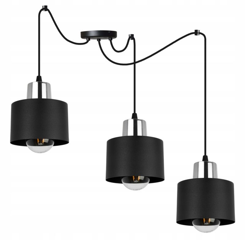 Lampa sufitowe wisząca Light Home LH Spider Panta 3x E27 60W czarny/srebrny 1szt.