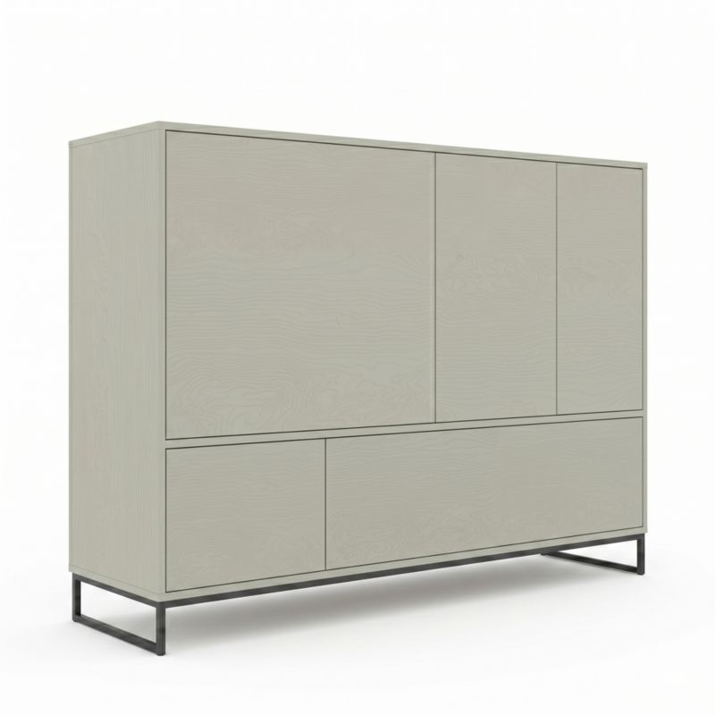 Wysoka Komoda GENUA 160cm w kolorze Jasnozielony Eukaliptus Loft Japandi Push to Open Metalowy Stelaż 1szt.