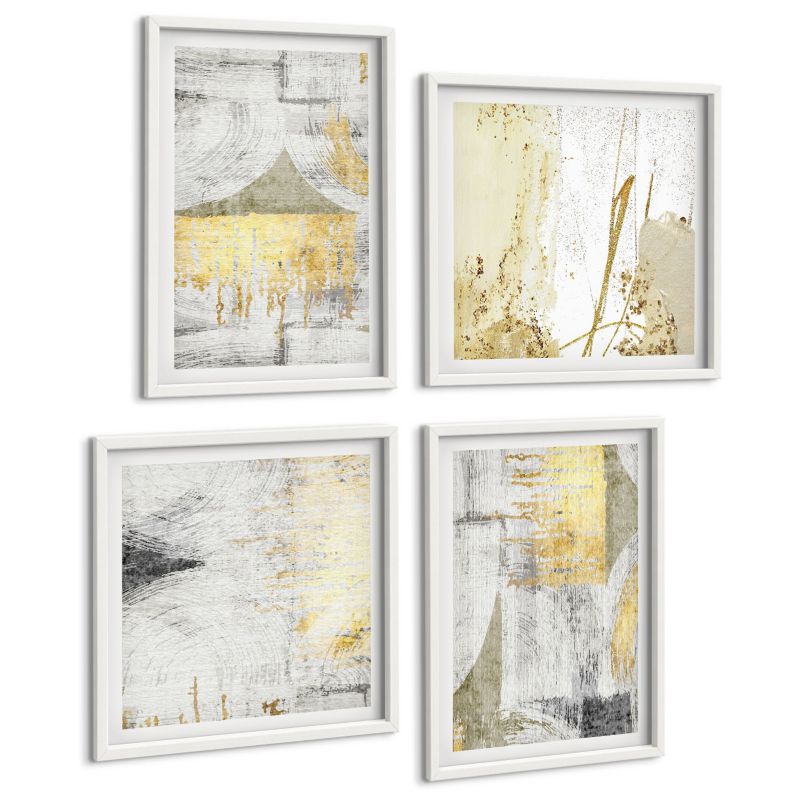 Zestaw 4 Obrazów ArtPrintCave (2x50x50+2x40x60cm) Biała rama Abstrakcyjne minimalistyczne wzory 1 kpl.