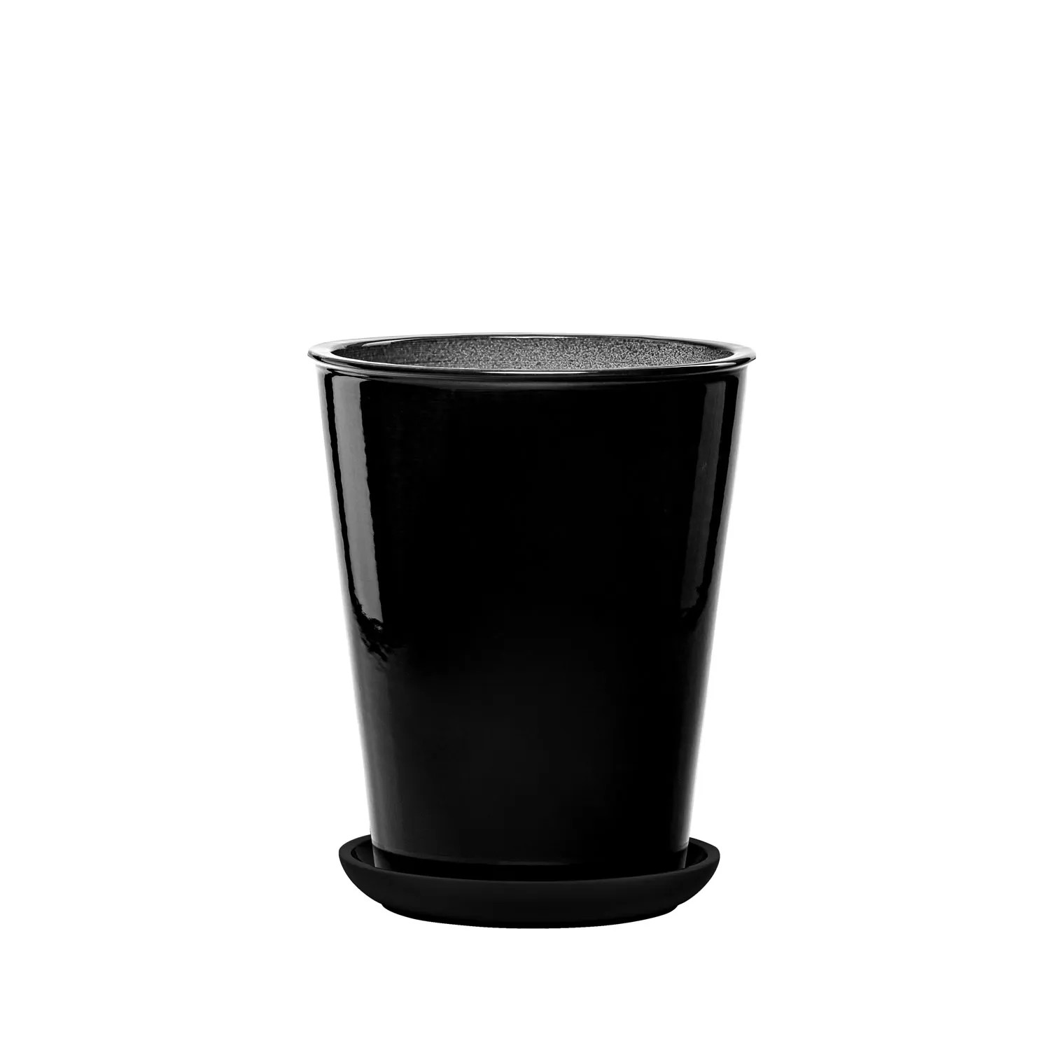 Donica z podstawką Palma czarna - 22 cm