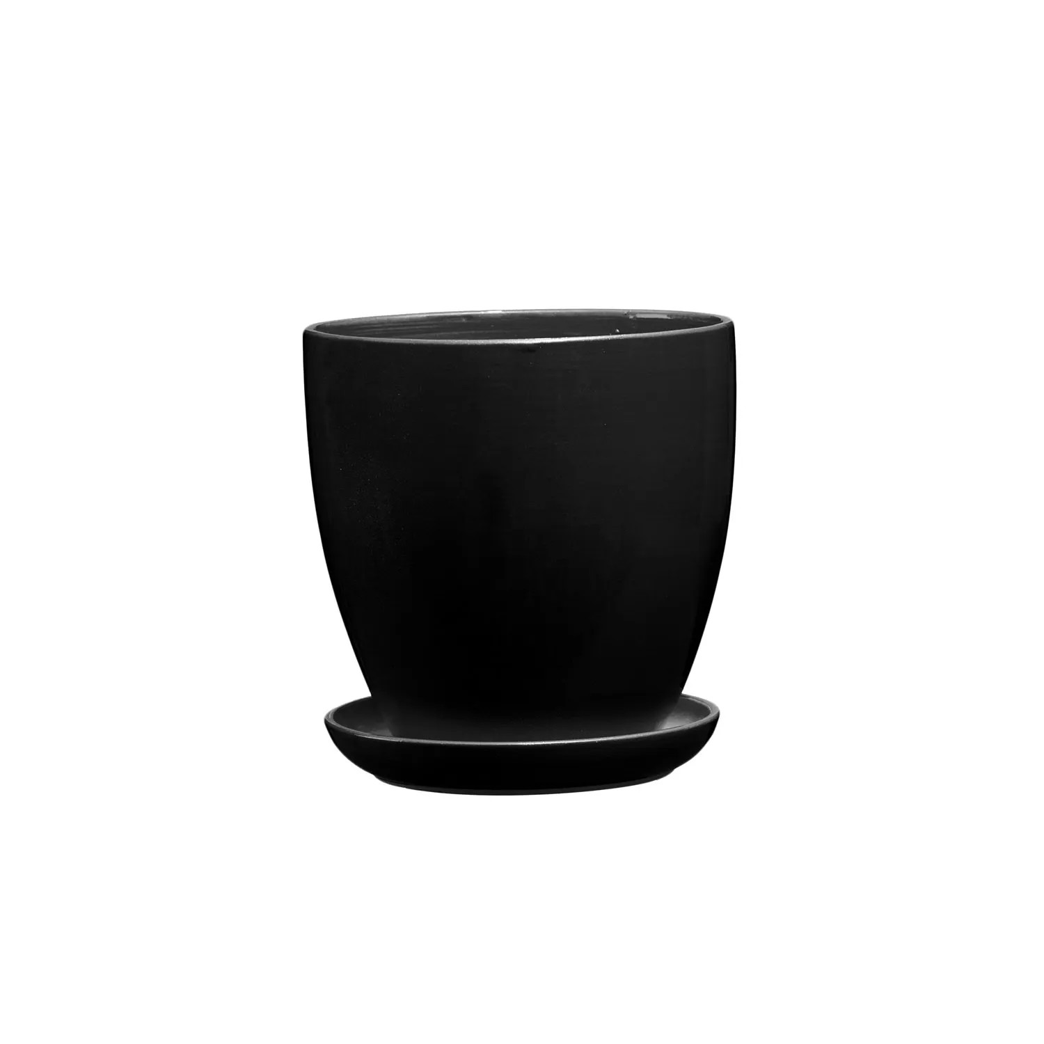 Doniczka z podstawką Klasyczna czarny mat - 21 cm