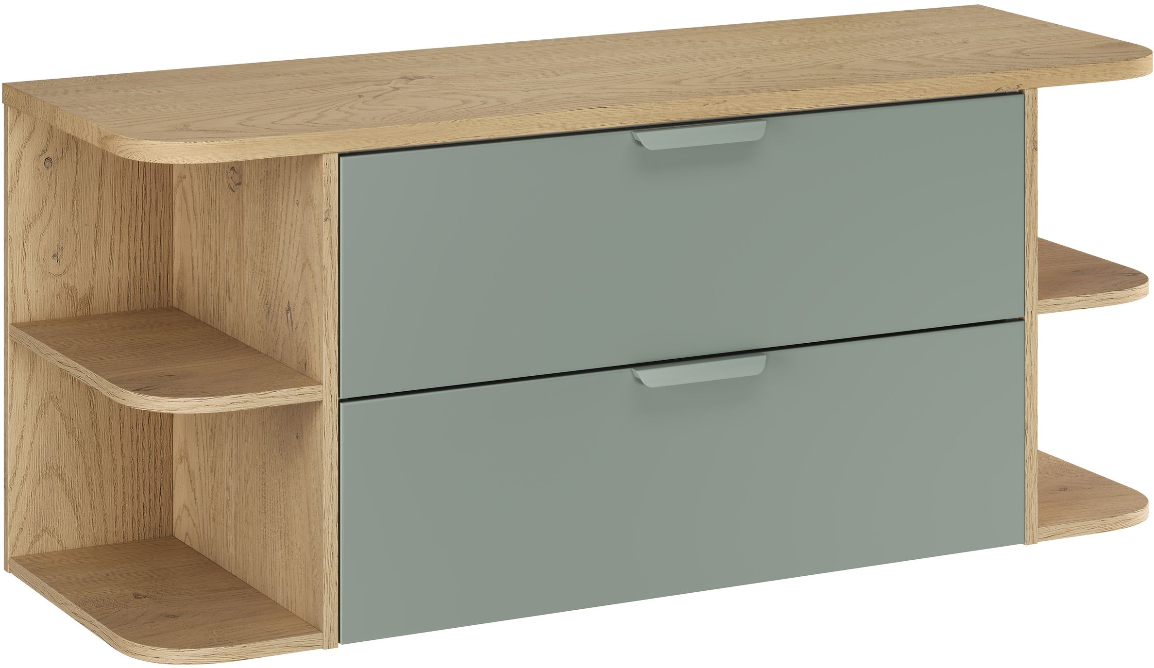 Zestaw Comad Aster Green szafka 80 cm podumywalkowa wisząca z blatem 120 cm i dwa regały 20 cm otwarte zielony/dąb SET-ASG B CREMONA ... - Wysyłka w 