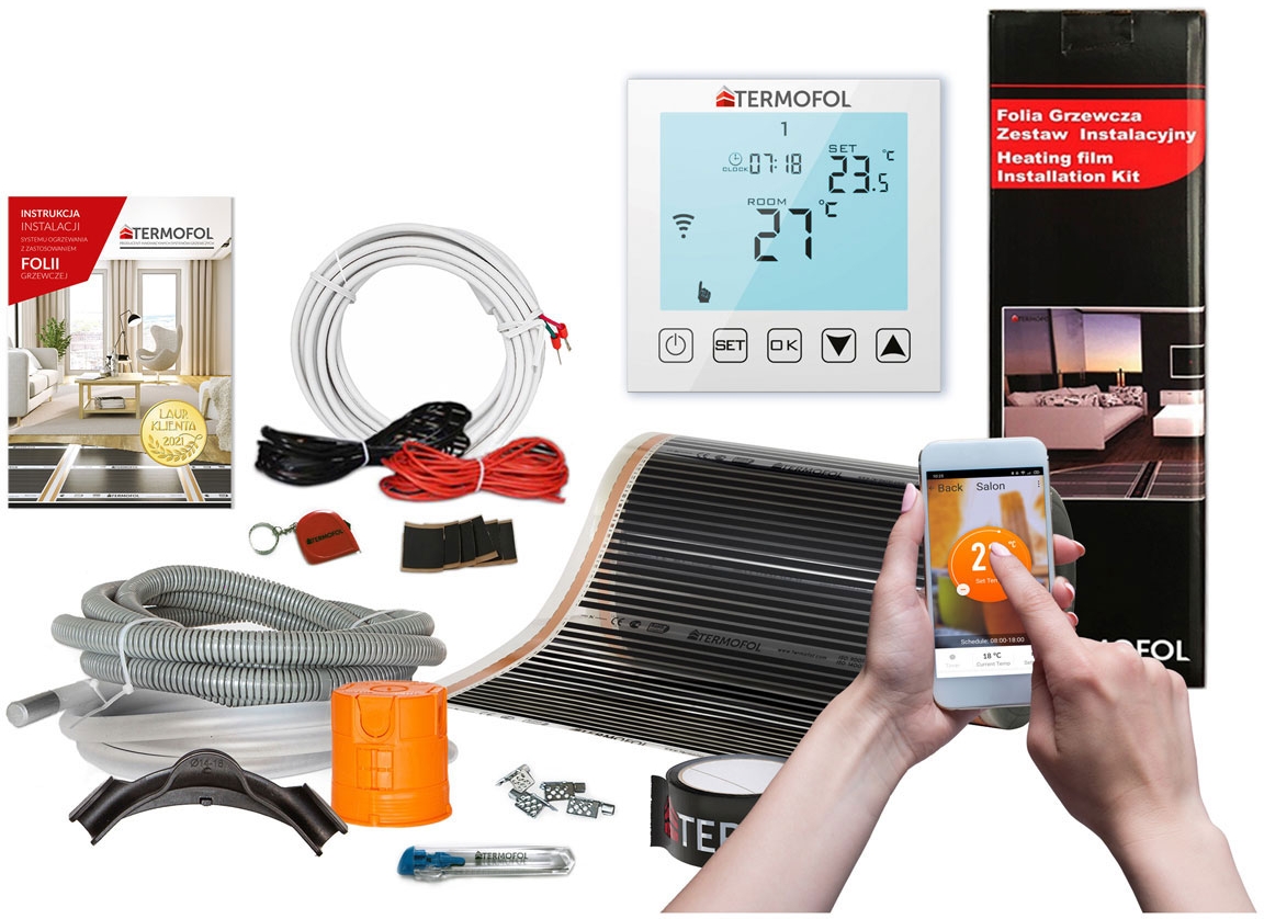 Termofol TF folia grzewcza 12 m2 220W/m2 z akcesoriami i termoregulatorem TF-WIFI białym TF310.220.WIFI.120