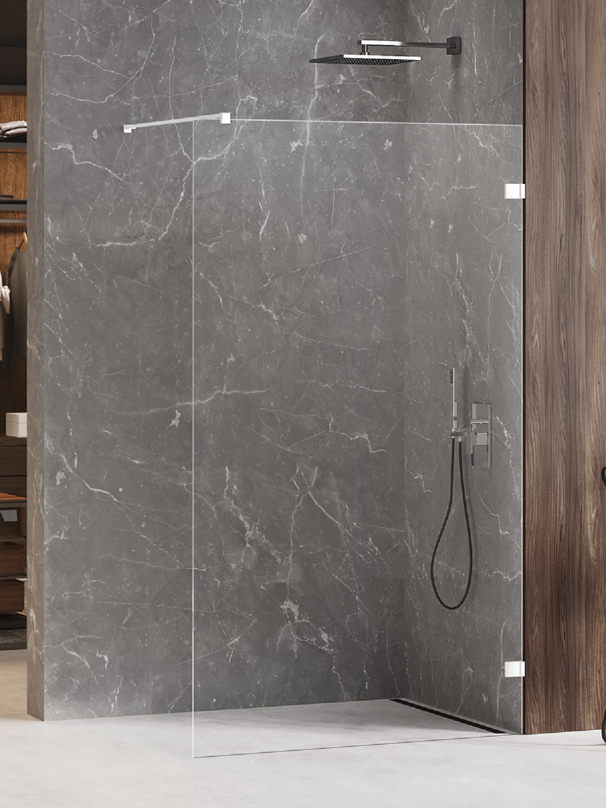 New Trendy Avexa White ścianka prysznicowa walk-in 110 cm biały mat/szkło przezroczyste EXK-2922