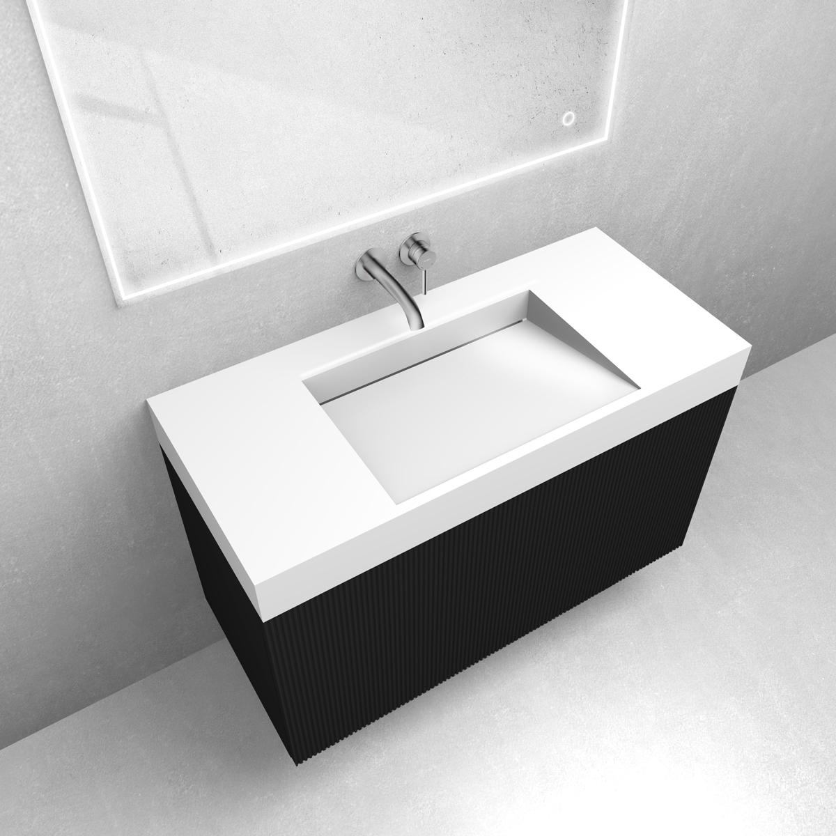 Zestaw Oltens Lun Rilla szafka podumywalkowa 100 cm z umywalką Stila LavaForm czarny mat/biały połysk 68792300 - Wysyłka w 24h