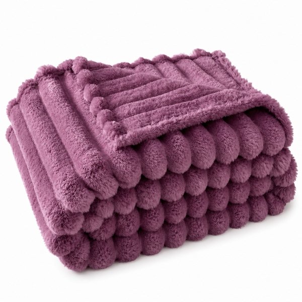 Gruby koc z mikrofibry w prążki ROYAL SOFT 160x200 wz. 13 różowy