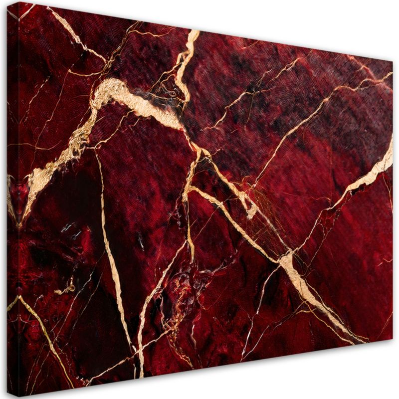 Obraz na płótnie Feeby Czerwony Marmur ze Złotem Styl Loftowy 90x60cm 1szt